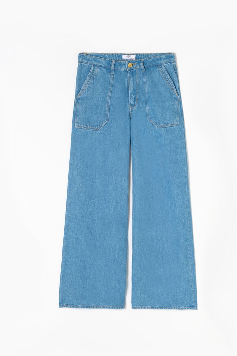 Jeans tencel wide leg Victoria high waist blau