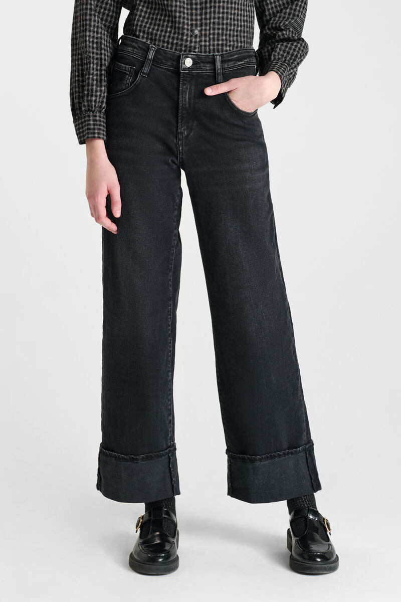 Jeans regular wide Revers High Waist schwarz Nr. 1
