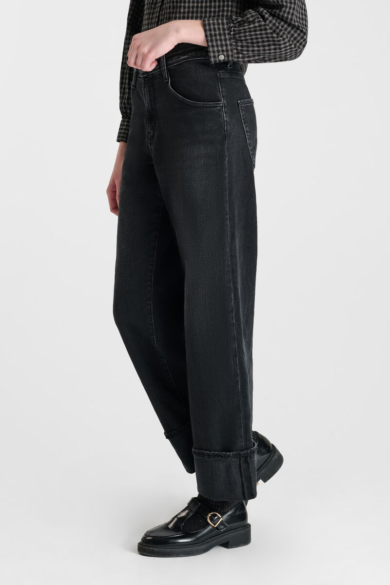 Jeans regular wide Revers High Waist schwarz Nr. 1