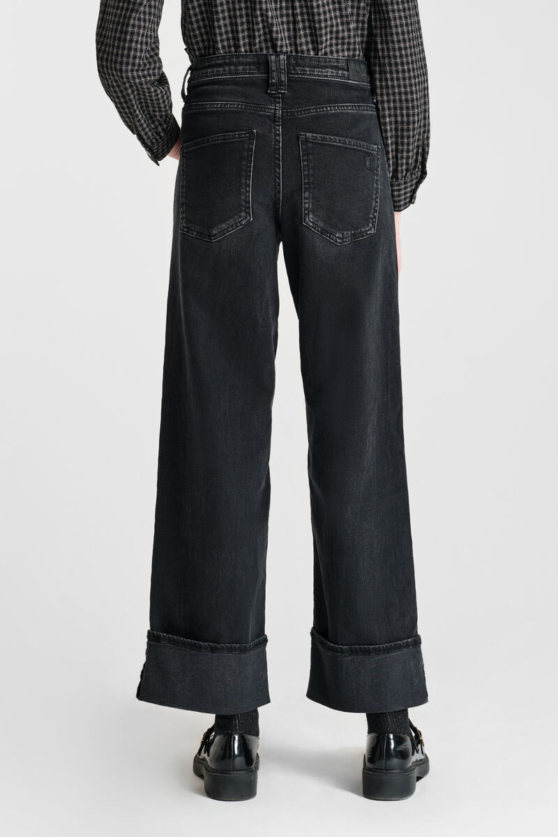 Jeans regular wide Revers High Waist schwarz Nr. 1
