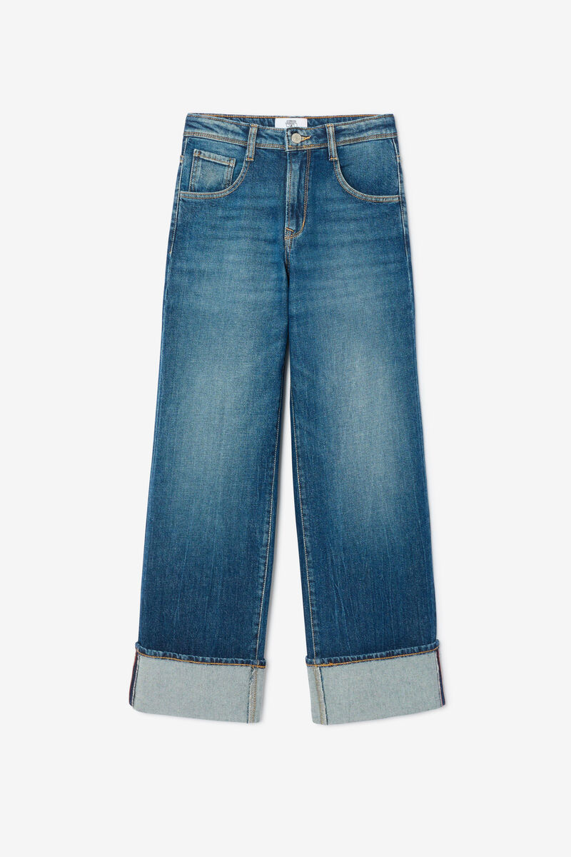 Jeans regular wide Revers High Waist blau Nr. 4