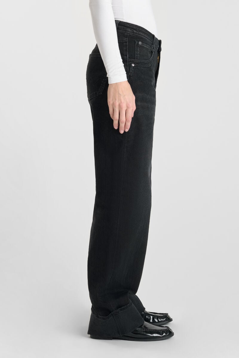 Jeans 400/28 wide leg Revers high waist schwarz Nr.1
