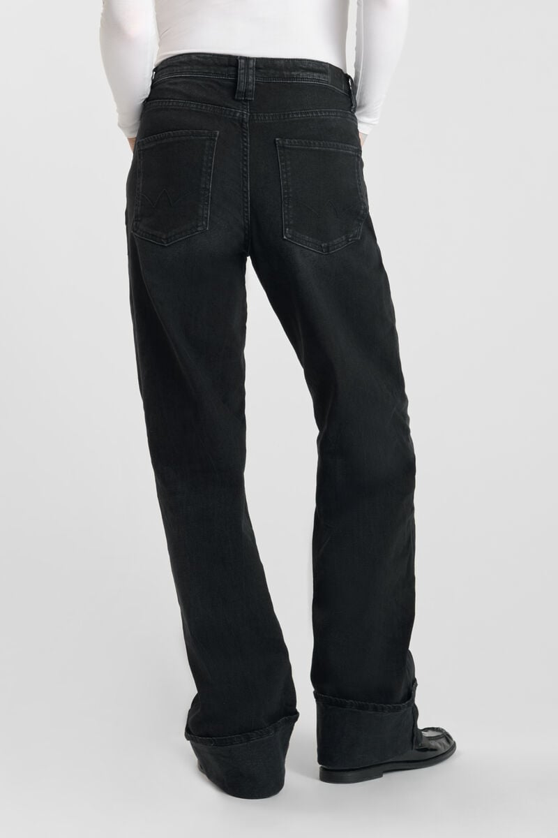 Jeans 400/28 wide leg Revers high waist schwarz Nr.1