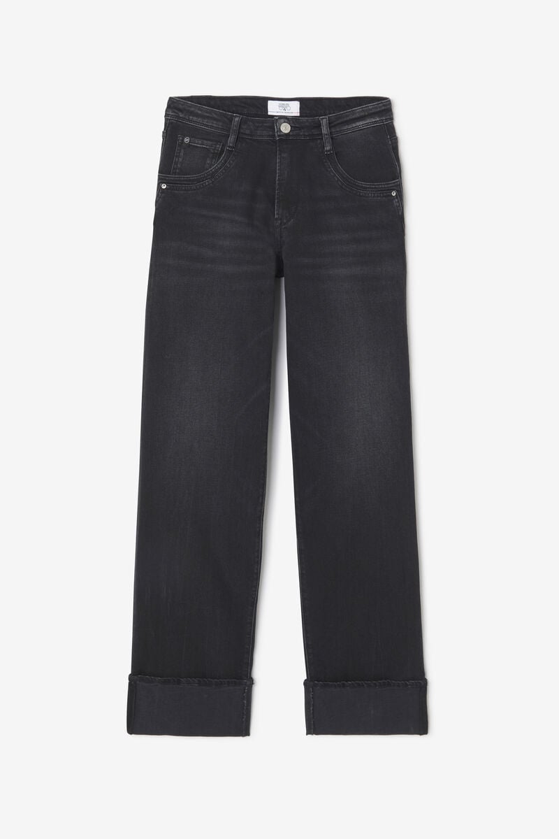Jeans 400/28 wide leg Revers high waist schwarz Nr.1