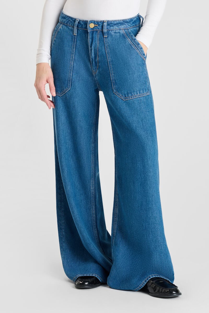 Jeans wide leg Victoria high waist tencel dunkelblau