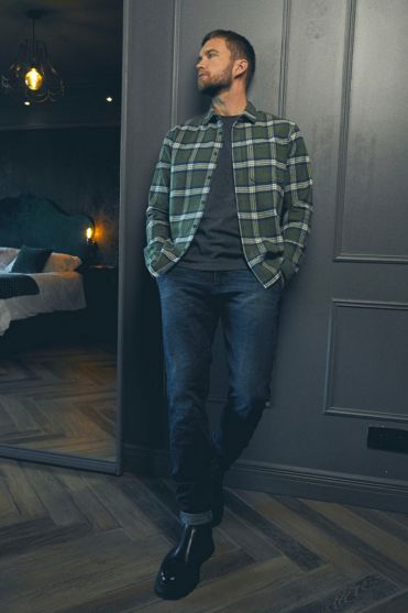 Dejean Chino-Hose aus blauem Jeansstoff