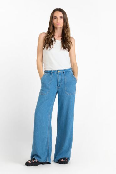 Jeans wide leg Victoria tencel blau