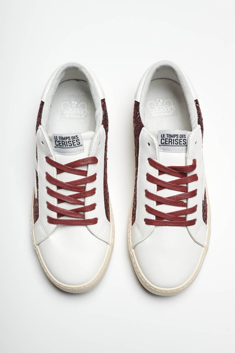 Baskets Soho blanches paillettes bordeaux Schuhe und Damen