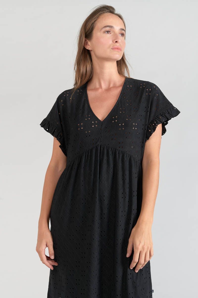 Kleid mit lochmuster schwarz clearance