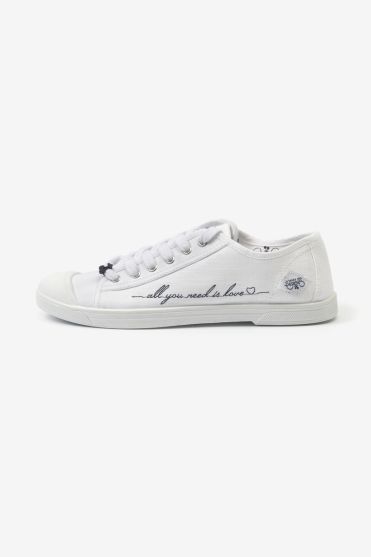 Sneakers Basic weiß mit Stickerei