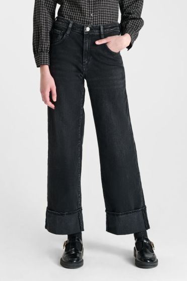 Jeans regular wide Revers High Waist schwarz Nr. 1