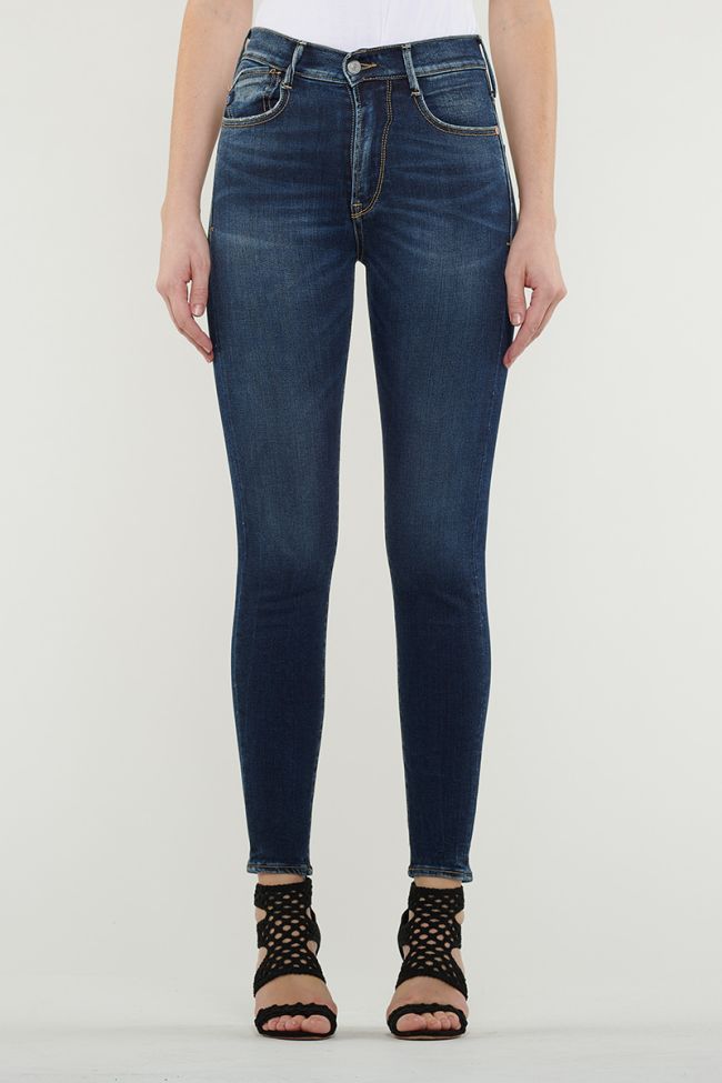 Jeans Power Skinny Taille Haute Bleu Foncé