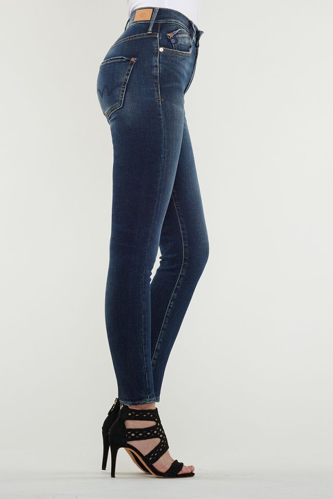 Jeans Power Skinny Taille Haute Bleu Foncé