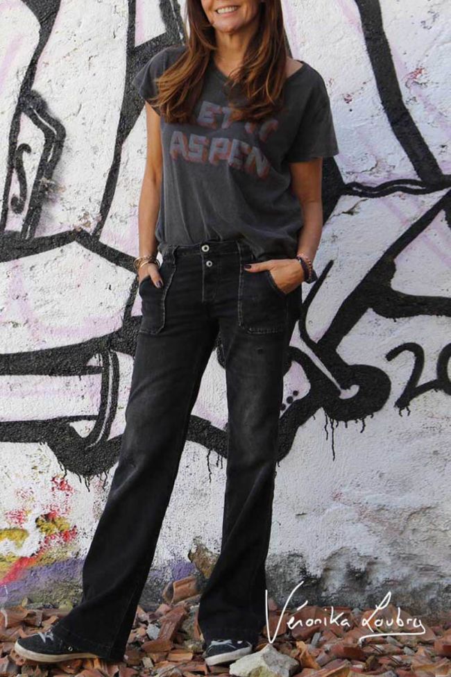 Flare jeans destroy schwarz Nr.1