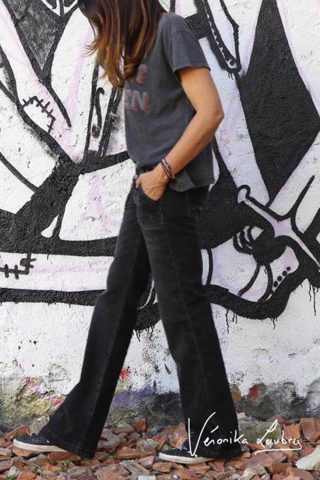 Flare jeans destroy schwarz Nr.1