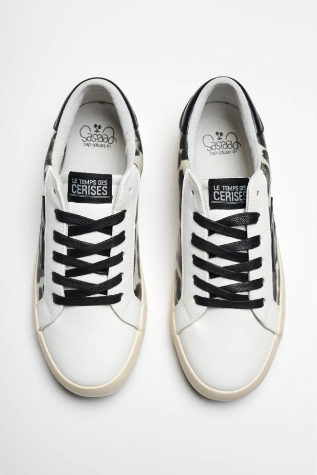 Baskets Soho à motif léopard noir et blanc