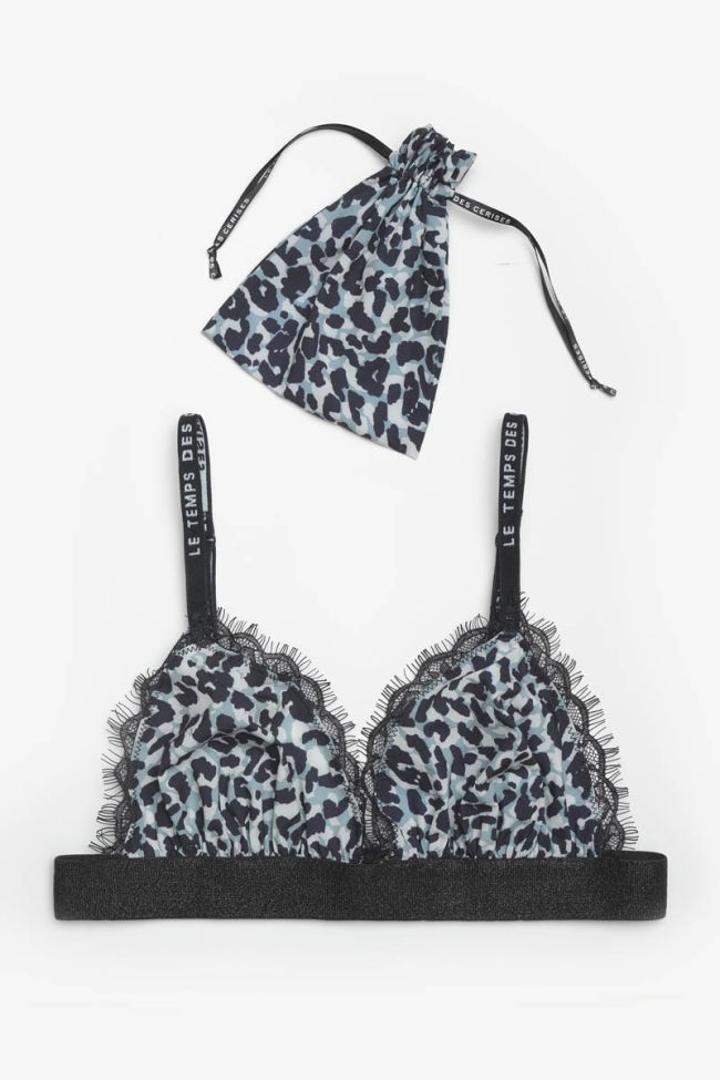 Soutien-gorge triangle Idole léopard bleu