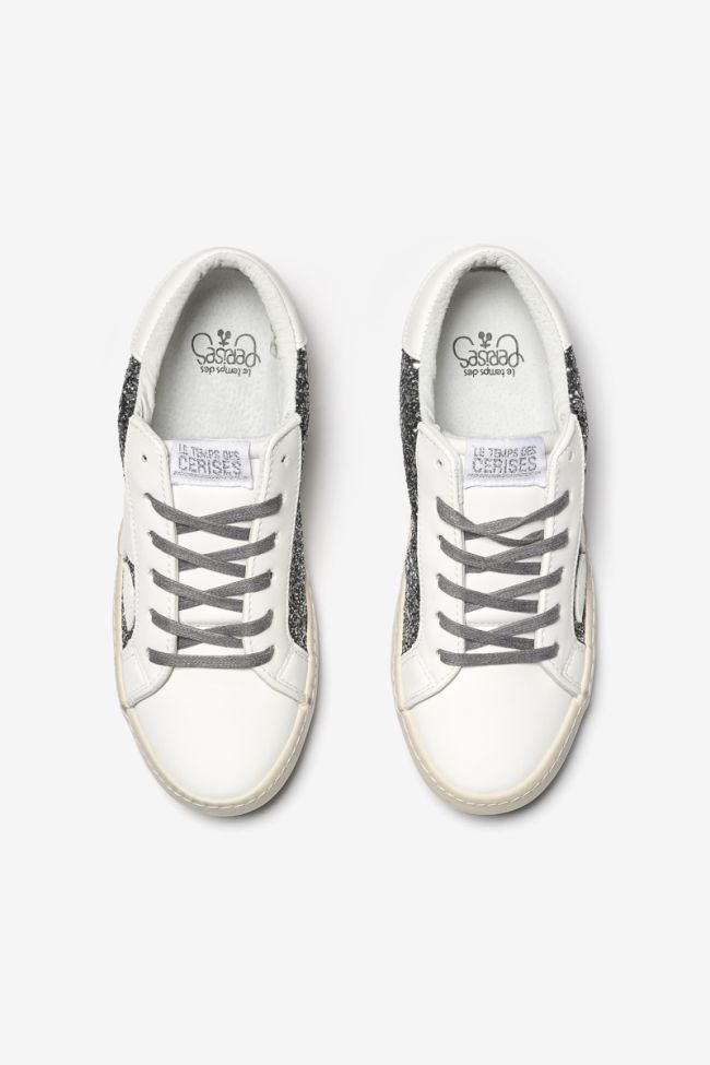 Sneakers Austin weiß mit grauen Pailletten