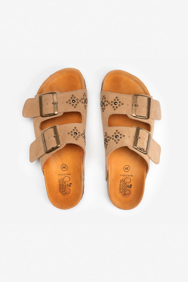 Mules Naomie mit Nieten in beige