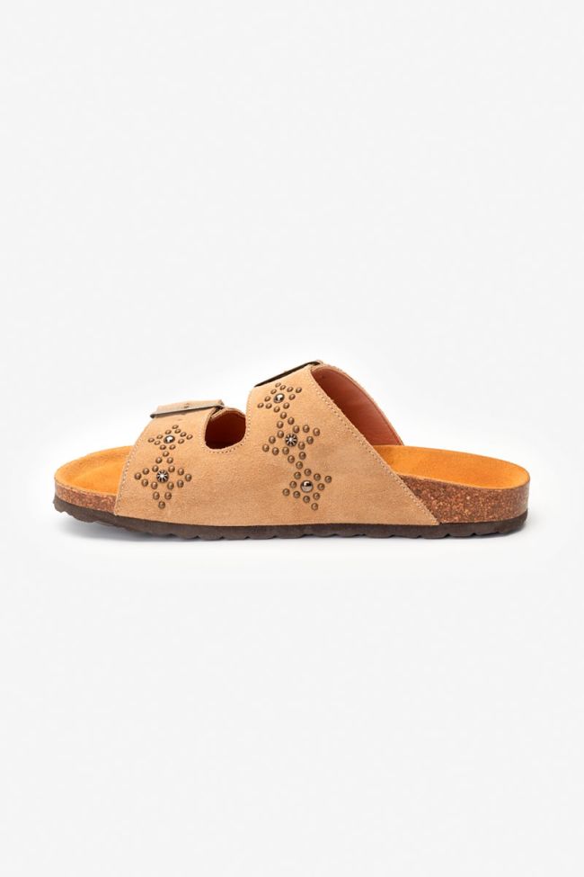 Mules Naomie mit Nieten in beige