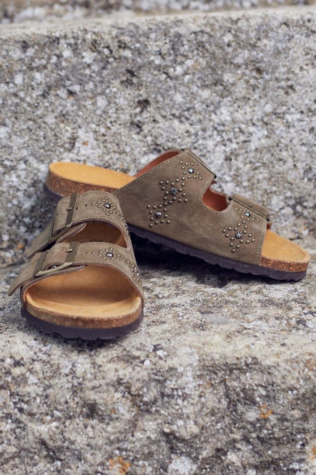 Mules Naomie mit Nieten in khaki