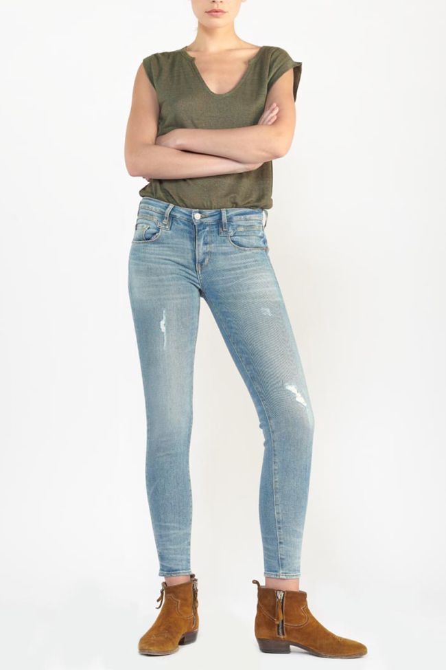 Jeans power skinny Wels 7/8 destroy blau Nr.4