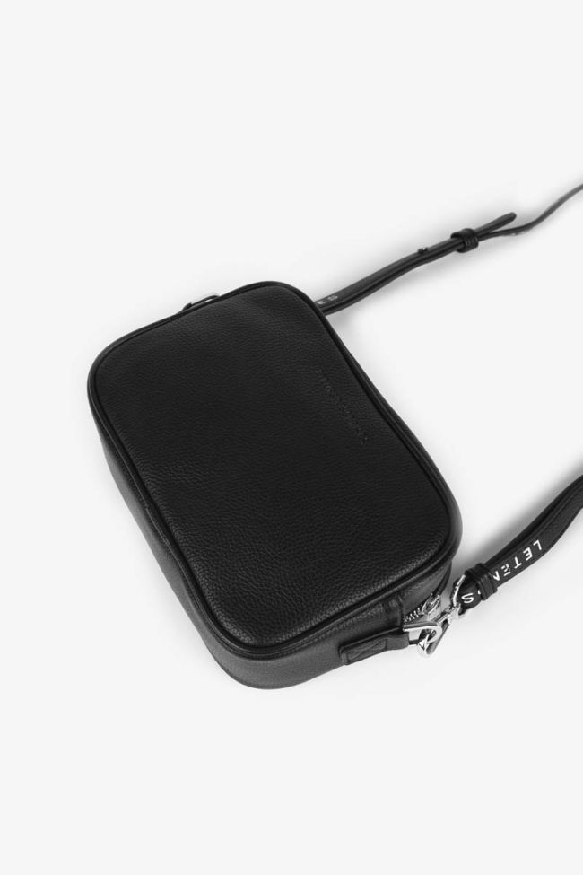 Schultertasche Lou mit Druck in schwarz