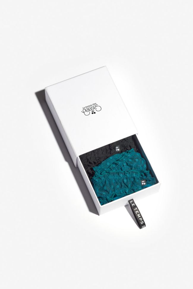 2er-Pack Höschen Passion aus schwarzer und blauer Spitze