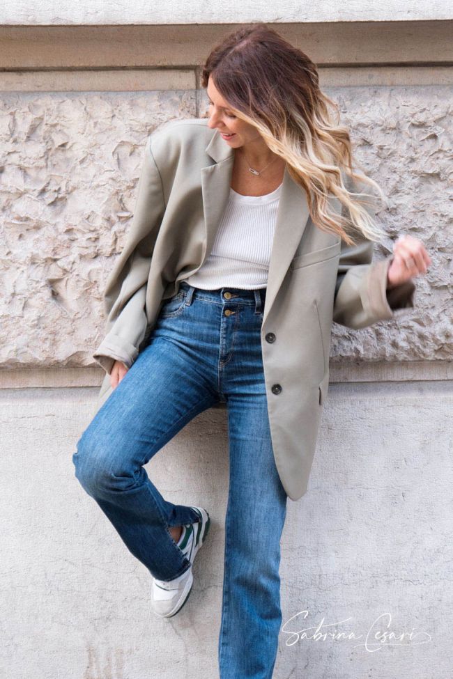 COLLAB @SABRINACSARI Roma 400/19 mom hohe Taille blaue Jeans Nr. 1