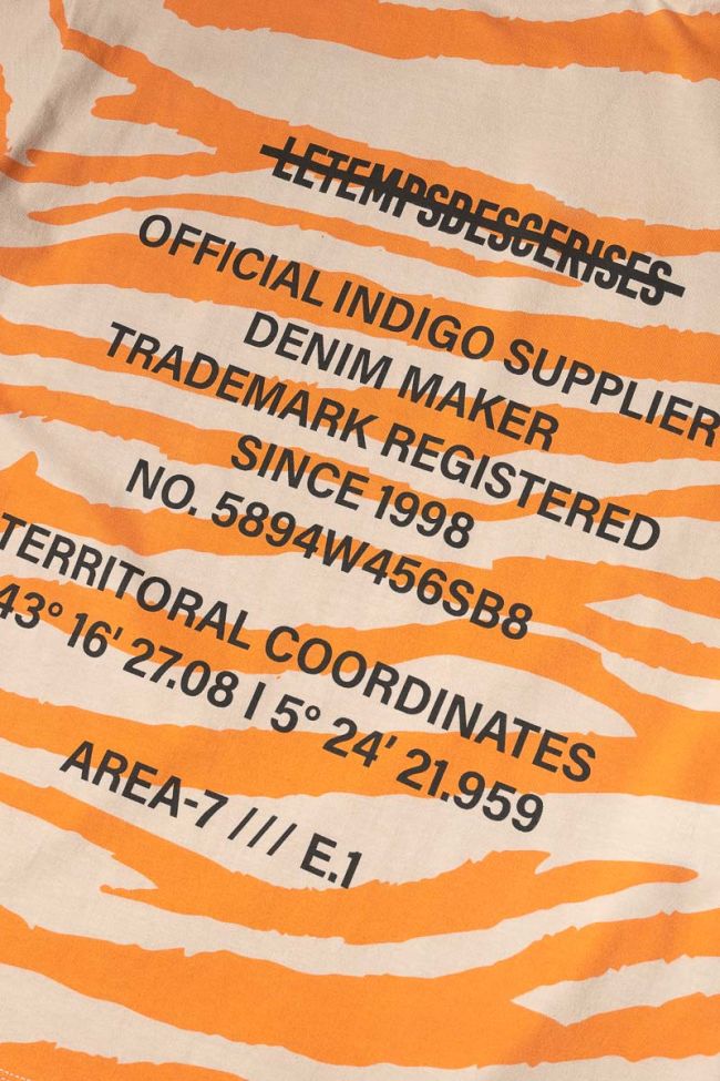 T-Shirt Zabrabo Zebramuster beige und orange bedruckt
