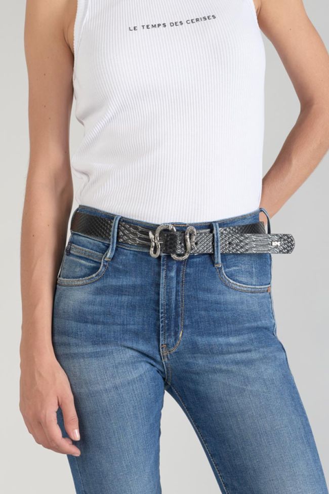 Gürtel Haouz mit Pythonmuster schwarz