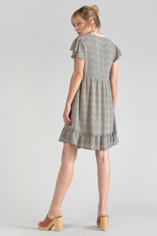 Kleid Aliette mit beigem und schwarzem Muster