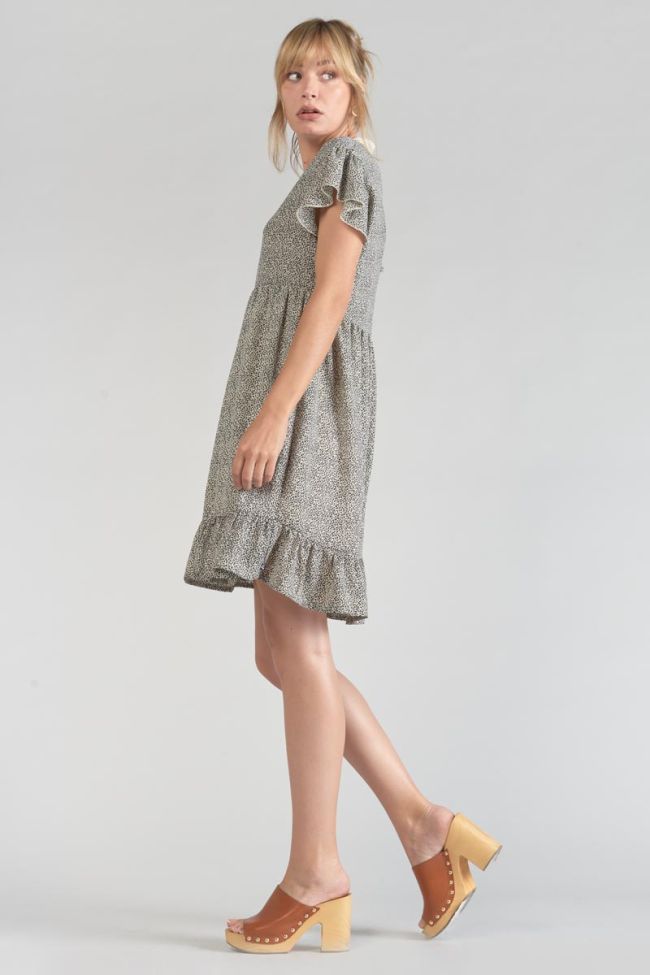 Kleid Aliette mit beigem und schwarzem Muster