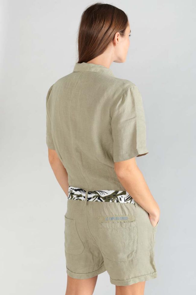Jumpsuit Barasse aus hellkhakifarbenem Leinen