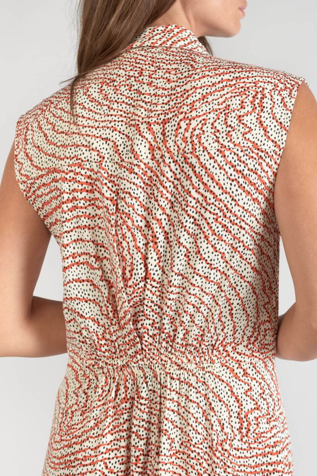 Langes Kleid Cuoco mit orange-schwarzem Muster