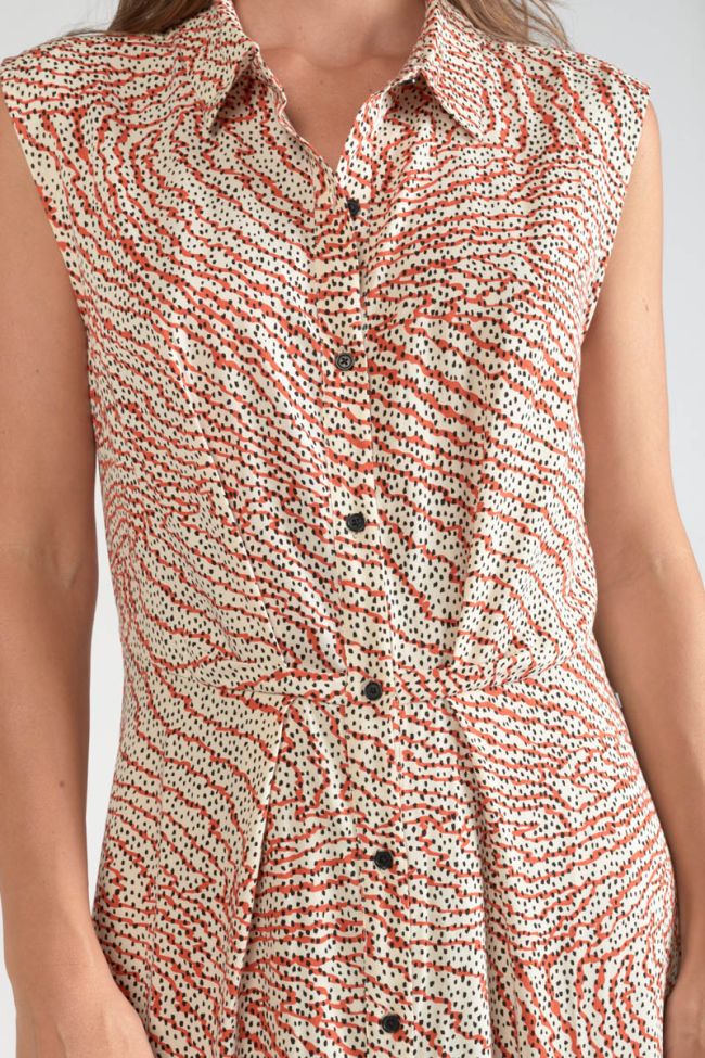 Langes Kleid Cuoco mit orange-schwarzem Muster