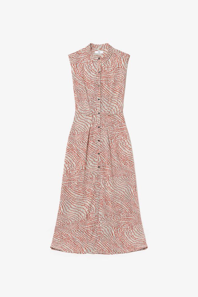 Langes Kleid Cuoco mit orange-schwarzem Muster