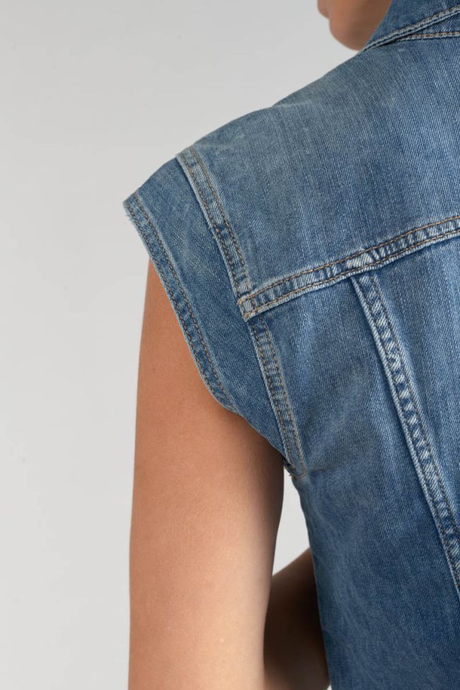 Ärmellose Jacke Galinat aus blauem Jeansstoff