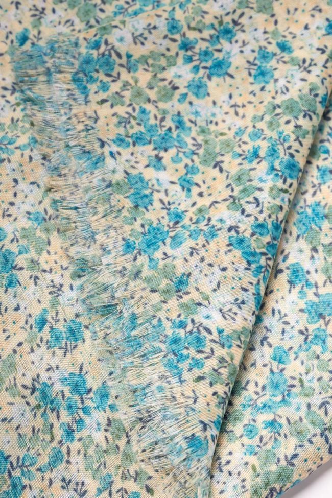 Halstuch Jadida mit blauem und grünem Blumenmuster