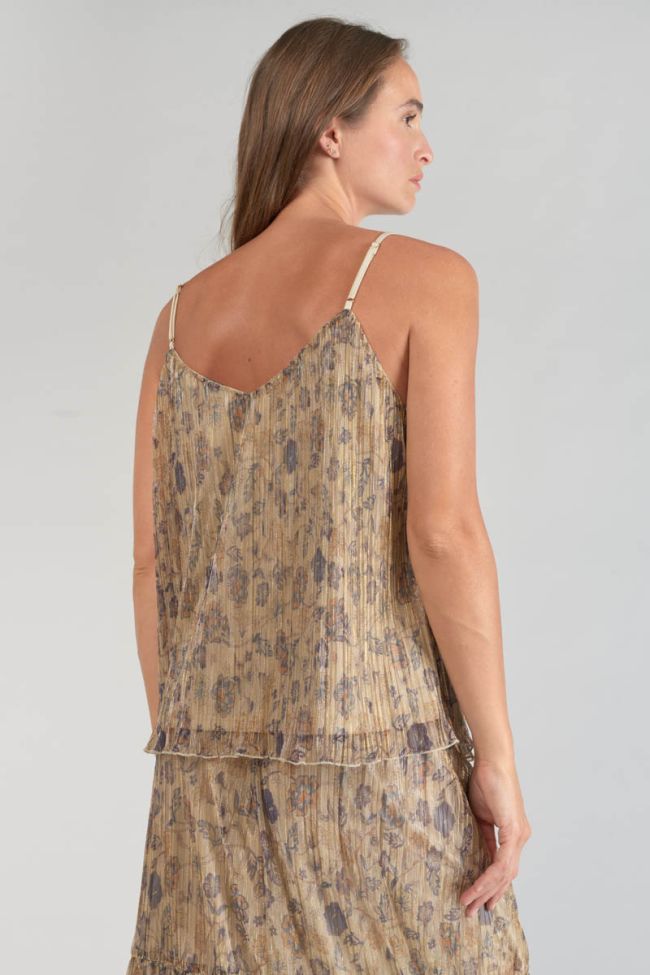 Top Kava goldfarben mit Blumenmuster