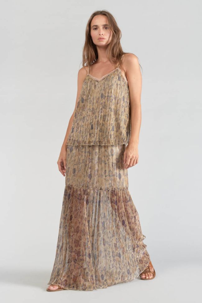 Top Kava goldfarben mit Blumenmuster