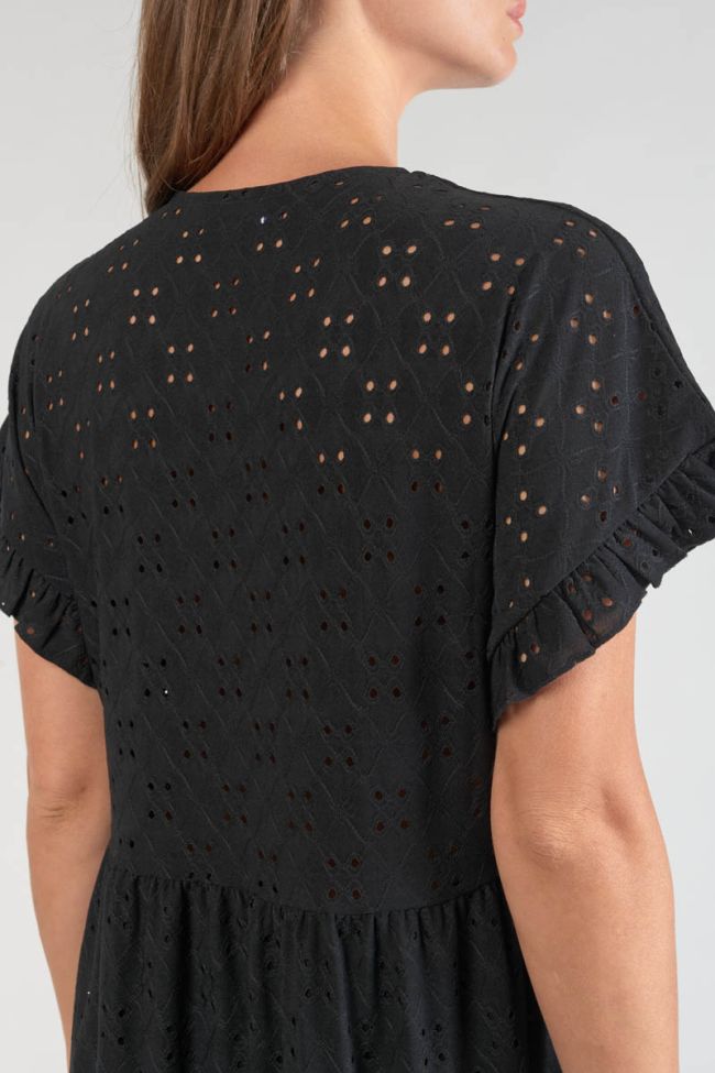 Kleid Lia mit Lochmuster in schwarz