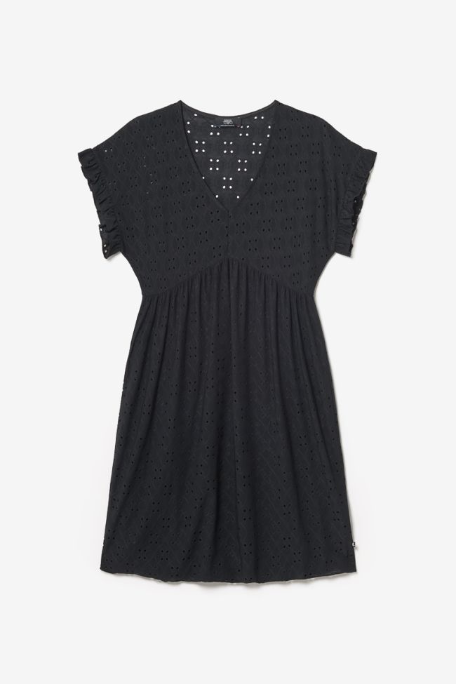 Kleid Lia mit Lochmuster in schwarz
