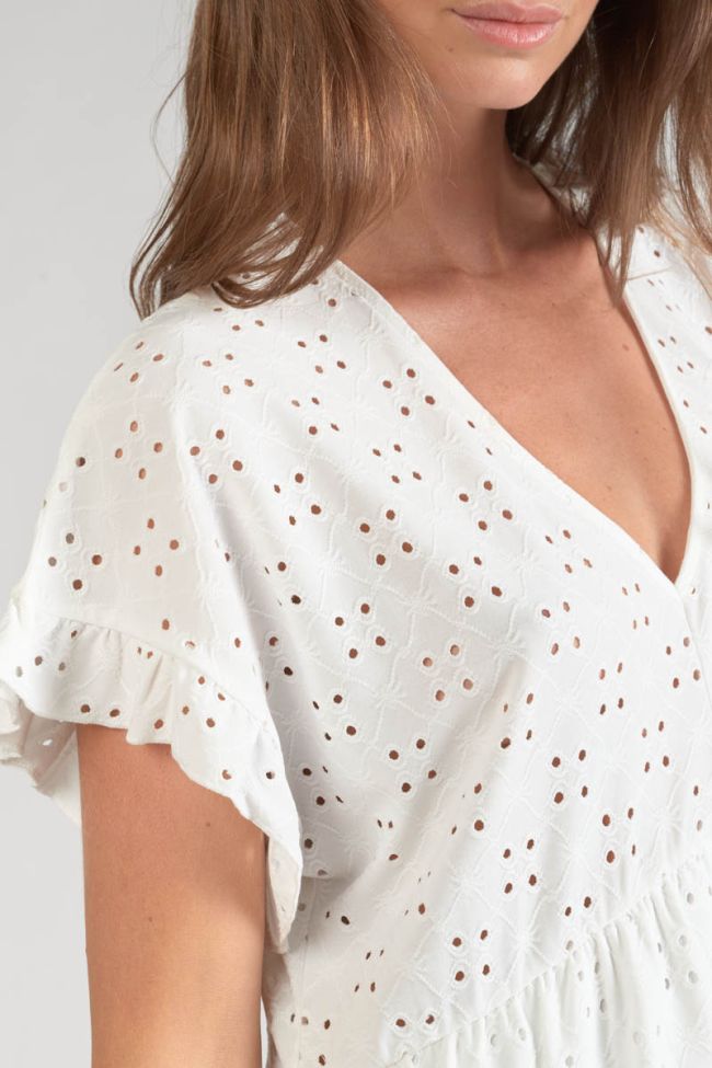 Kleid Lia mit Ajourmuster in Weiß