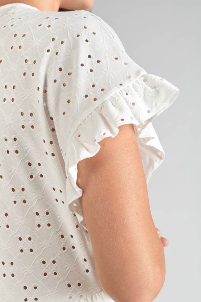 Kleid Lia mit Ajourmuster in Weiß