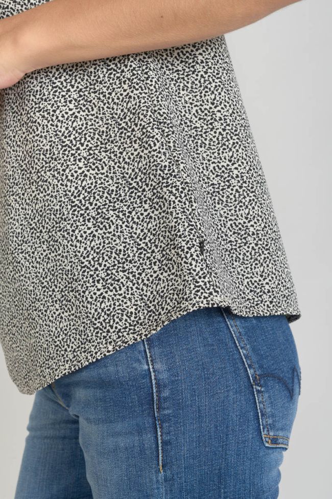 Top Lucine mit beigem und schwarzem Muster