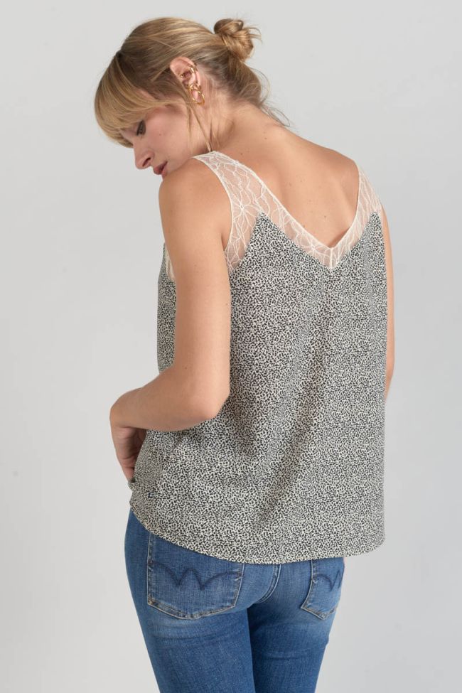 Top Lucine mit beigem und schwarzem Muster