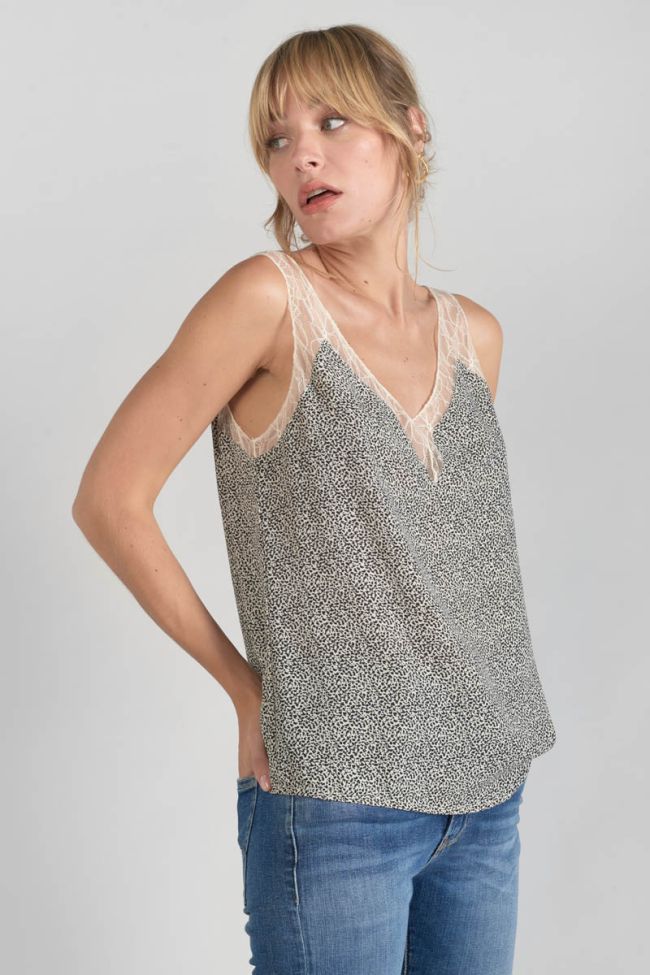 Top Lucine mit beigem und schwarzem Muster