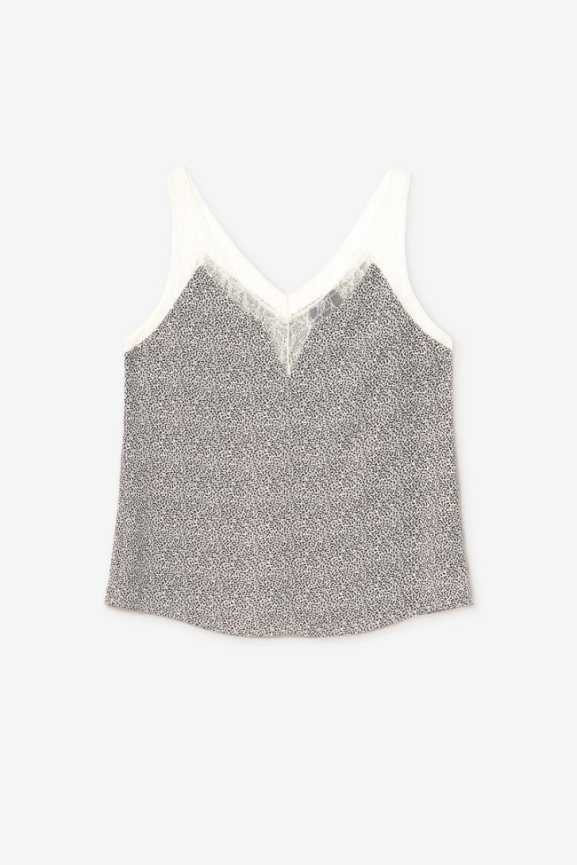 Top Lucine mit beigem und schwarzem Muster