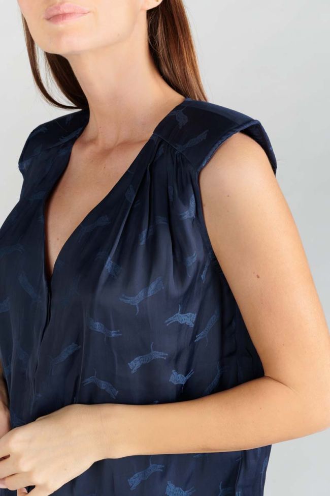 Top Missou aus marineblauem Jacquard